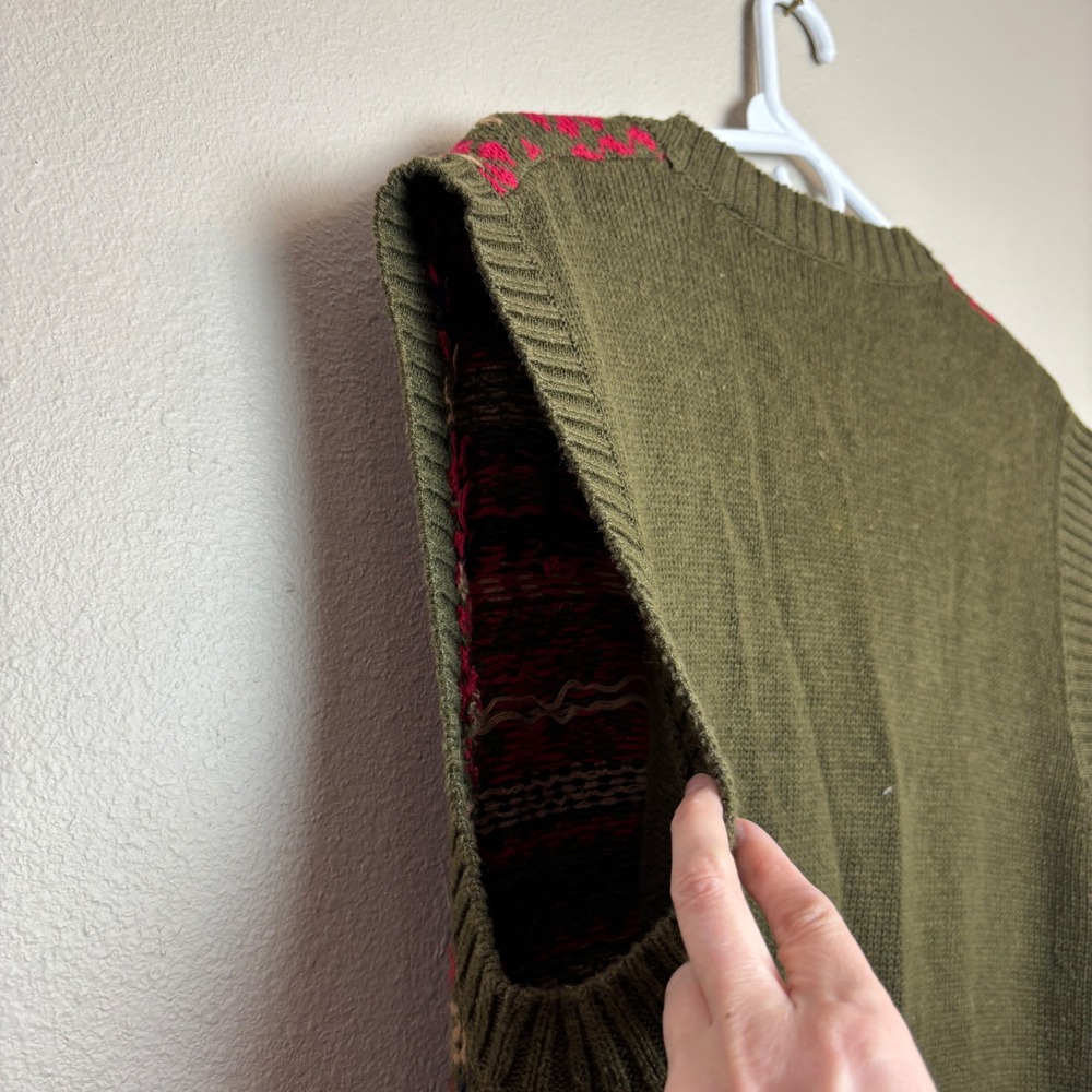 Vintage Catalina Fair‎ Isle Sweater Vest Womens Large Olive Green Pink Granny L - Picture 11 of 11